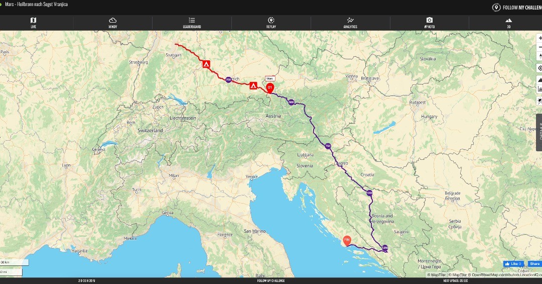 Follow @mazini1 on his tour from Heilbronn (DE) to Seget Vranjica, Croatia!......#dotwatching #trackingmap #traceurgps #geolocation #balisegps #balise...