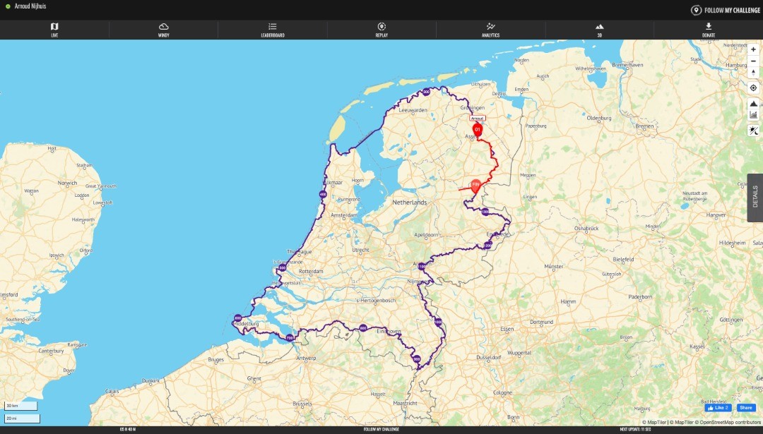 Follow paralympic cyclist Arnoud Nijhuis on his lap around The Netherlands, LIVE! Go Arnoud!!https://www.followmychallenge.com/live/arnoudnijhuis/...#...