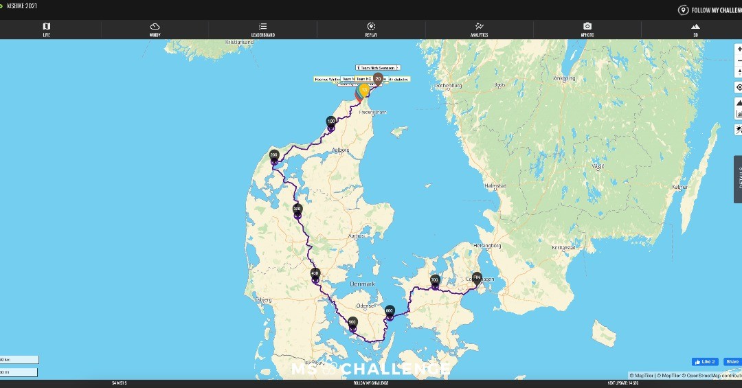 LIVE: MS BIKE 2021 from Skagen to Copenhagen, Denmark....@mschallenge_dk #mschallenge #msbike21 #scleroseforeningen #dotwatching #trackingmap #traceur...